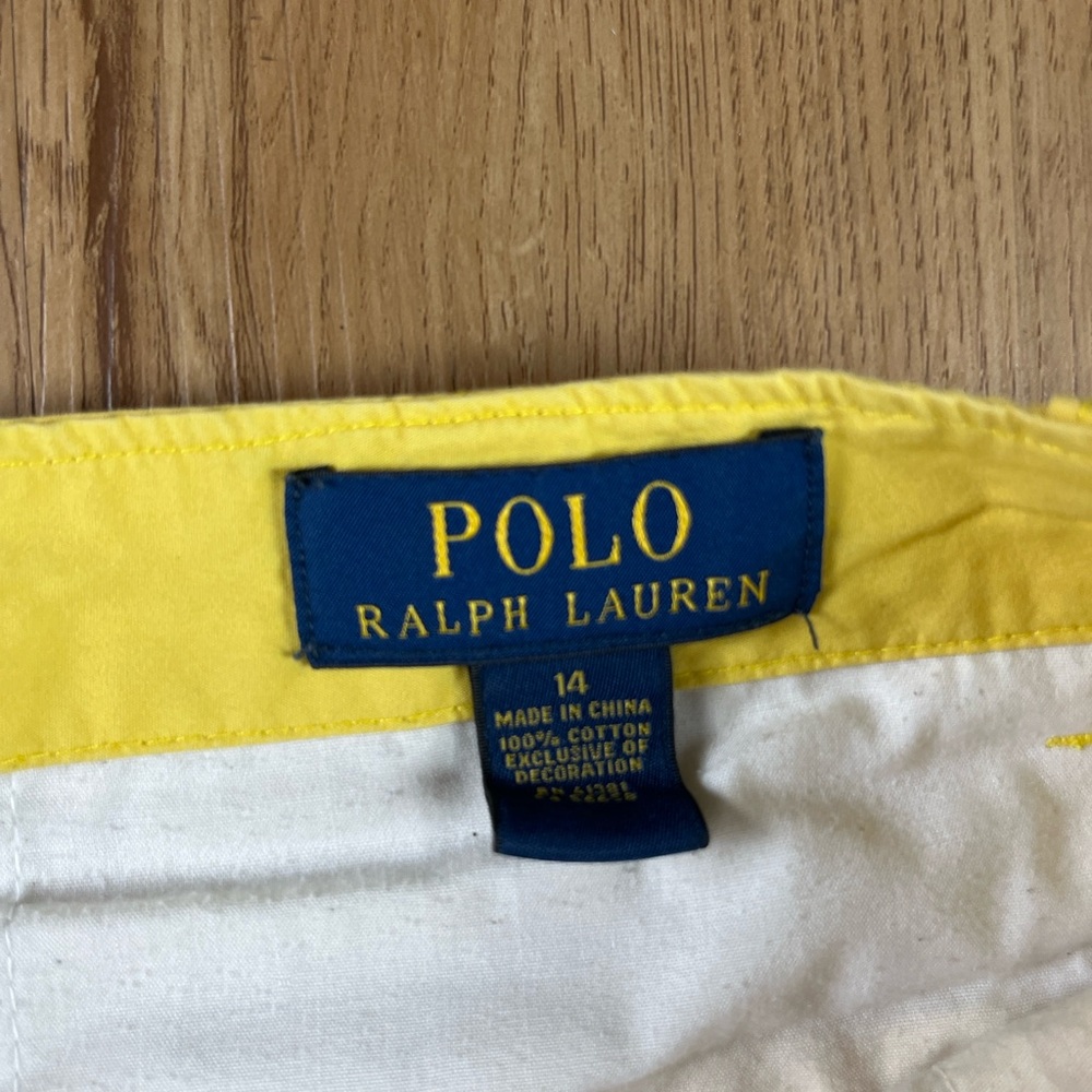 Polo Ralph Lauren Boys Yellow Chino Shorts Size 14 Cotton Pony Logo